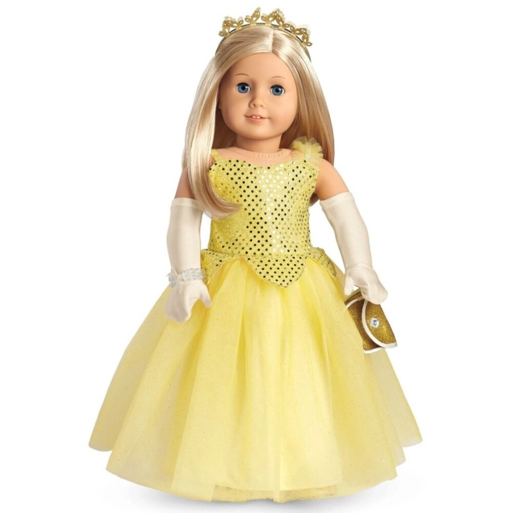 American Girl Doll Princess 2017 Shimmering Ballroom Gown Outfit Gold Shoes‎